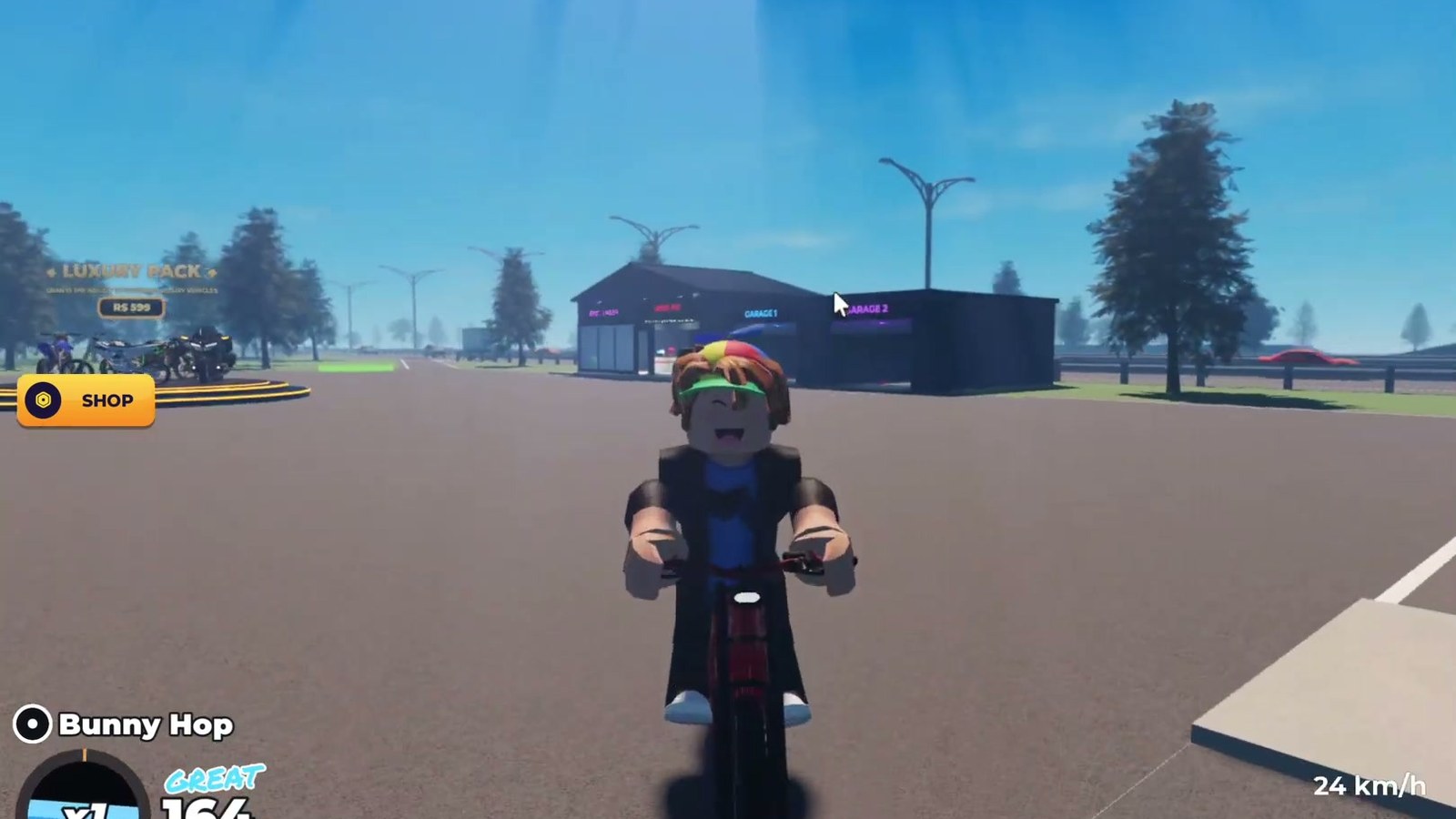 Garage doors and parked bikes in Bike Universe